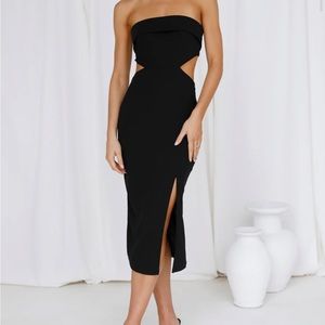 Black strapless midi dress - size small